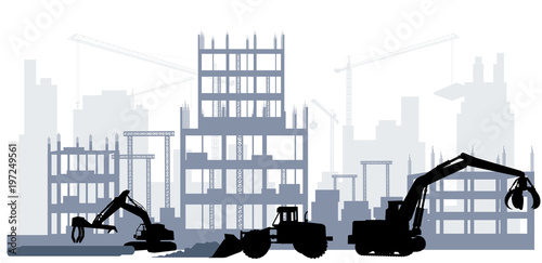 Silhouette of a construction site