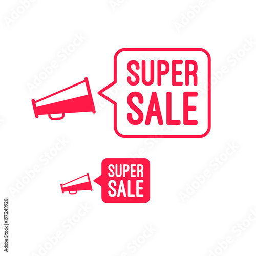 Super Sale Megaphone Advertisement Label