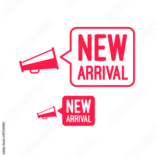 New Arrival Megaphone Advertisement Label