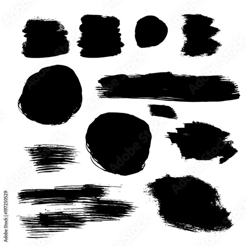 hand drawn brush spots. Vector. Isolated.