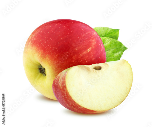 Single red apple isolated on white background