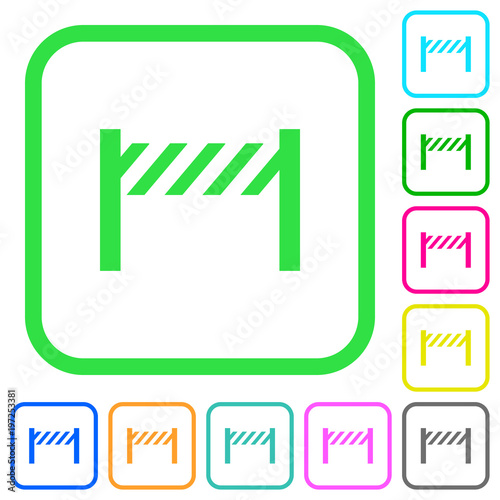 Road closure fence vivid colored flat icons
