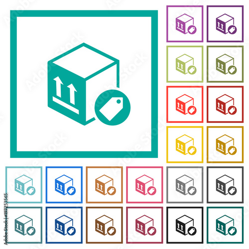 Package labeling flat color icons with quadrant frames © botond1977