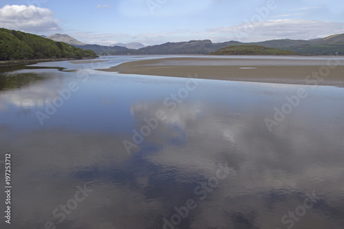 River mouth with reflections of the sky