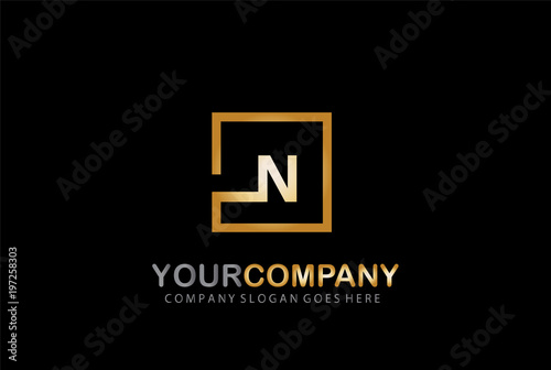N Logo Design Golden Concept