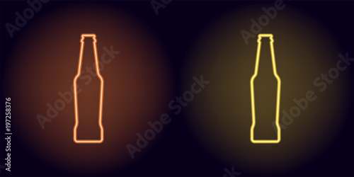 Orange and yellow neon beer bottle