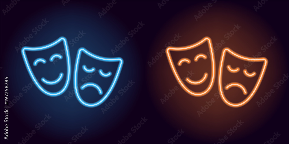 Blue and orange neon mask
