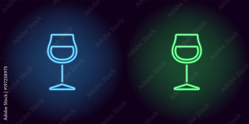 Blue and green neon wineglass Blue and green neon wineglass