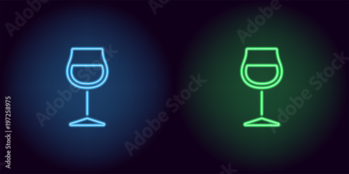 Blue and green neon wineglass