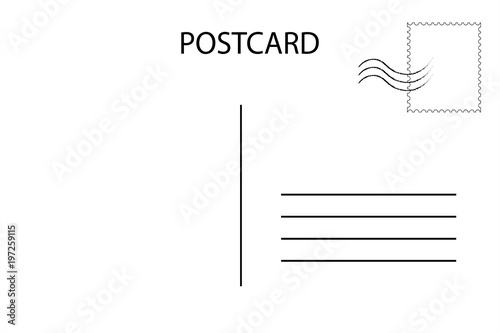 Postcard. Postal card for travel. Blank airmail template