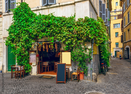 Fototapeta Naklejka Na Ścianę i Meble -  Cozy old street in Trastevere in Rome, Italy