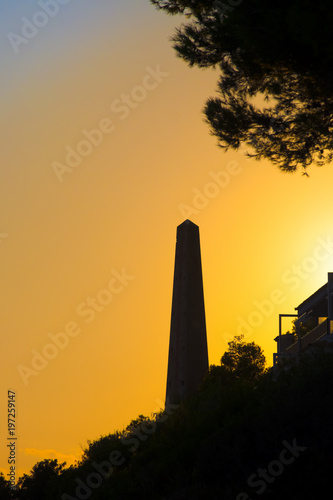 Silhouette of Abandoned Smoke Stack in Alcudia  Mallorca  Spain