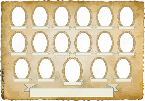 vintage background with nineteen frames for pictures