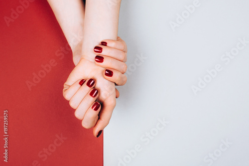 Red beautiful manicure photo