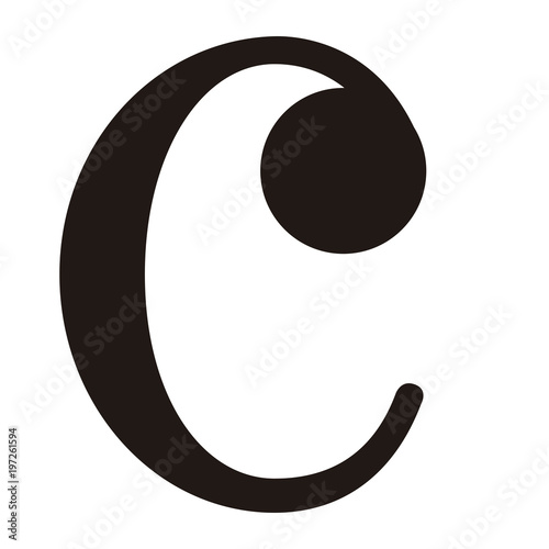 Isolated common time signature. Musical note
