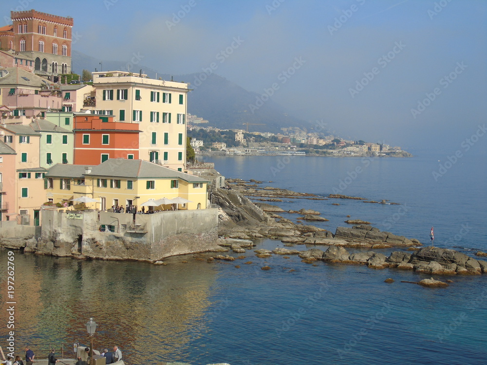 Beautiful caption of the seaside in Genova in winter days