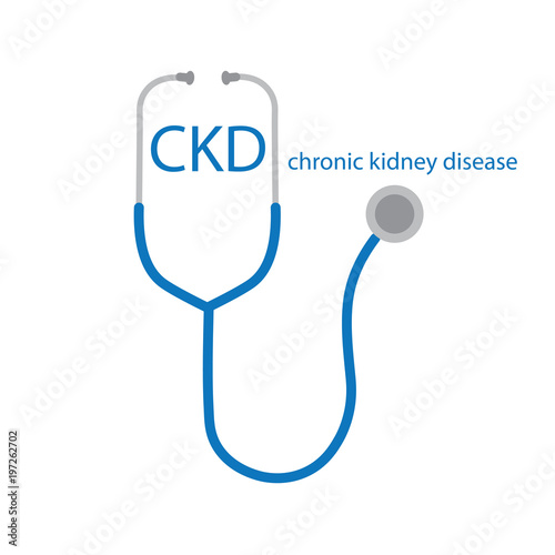 CKD Chronic Kidney Disease text and stethoscope icon- vector illustration