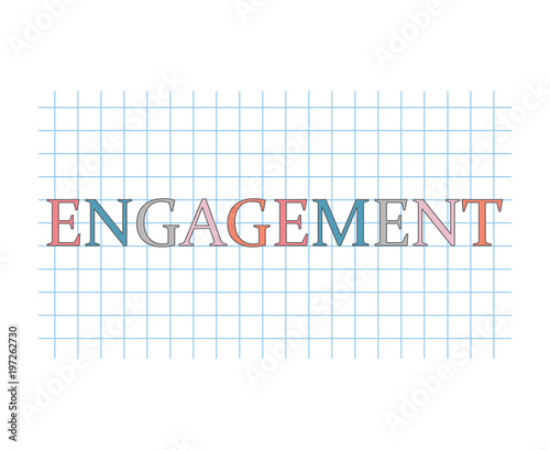 engagement word on checkered paper sheet- vector illustration