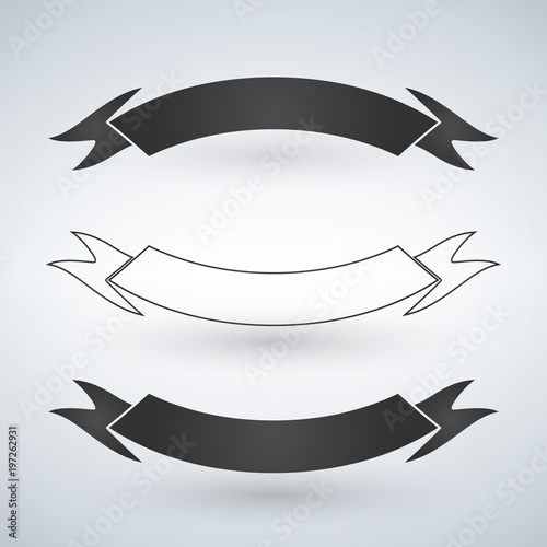 set of black and white ribb...