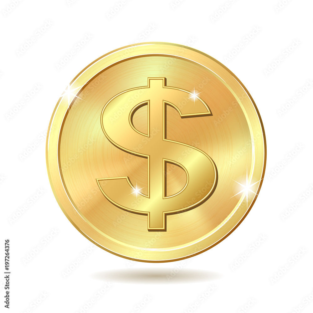 golden coin with dollar sign golden coin with dollar sign