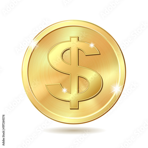golden coin with dollar sign