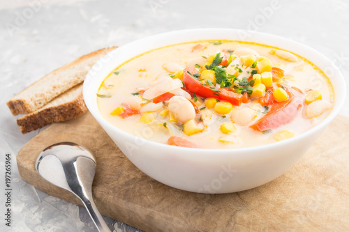 Cream soup succotash, Nothern America traditional dish