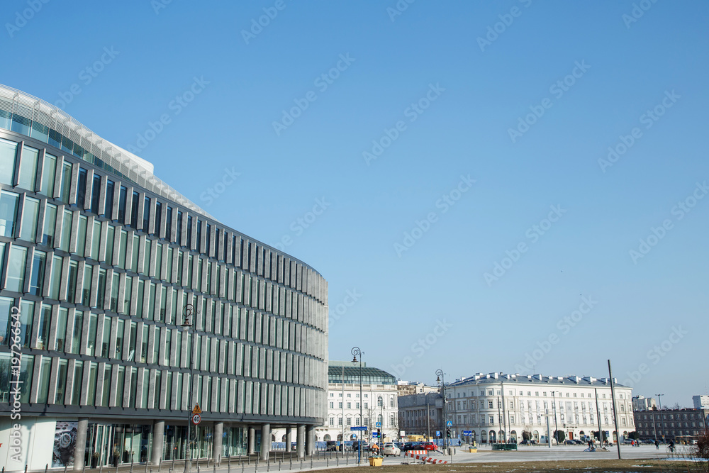 Streets of the city. Buildings and business centers. Capital. Buildings in Warsaw. Poland Europe. Eastern Europe. Central Europe. Center. Church.