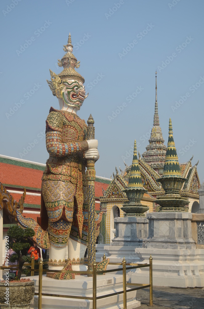 Wat Phra Kaeo's temple guard in Bangkok the capital of Thailand Wat Phra Kaeo's temple guard in Bangkok the capital of Thailand