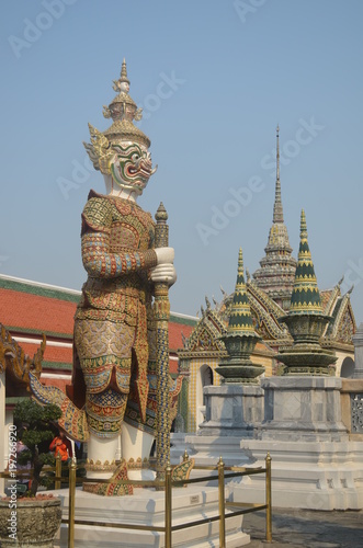 Wat Phra Kaeo s temple guard in Bangkok the capital of Thailand 