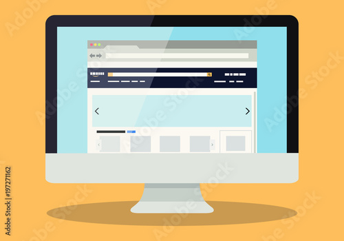Online shopping on desktop browser vector