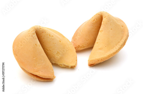 Two fortune cookies isolated on white