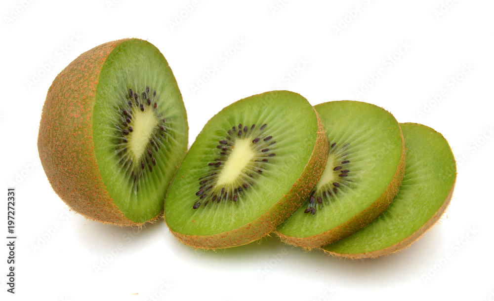 Kiwi fruit sliced segments isolated on white background cutout Kiwi fruit sliced segments isolated on white background cutout