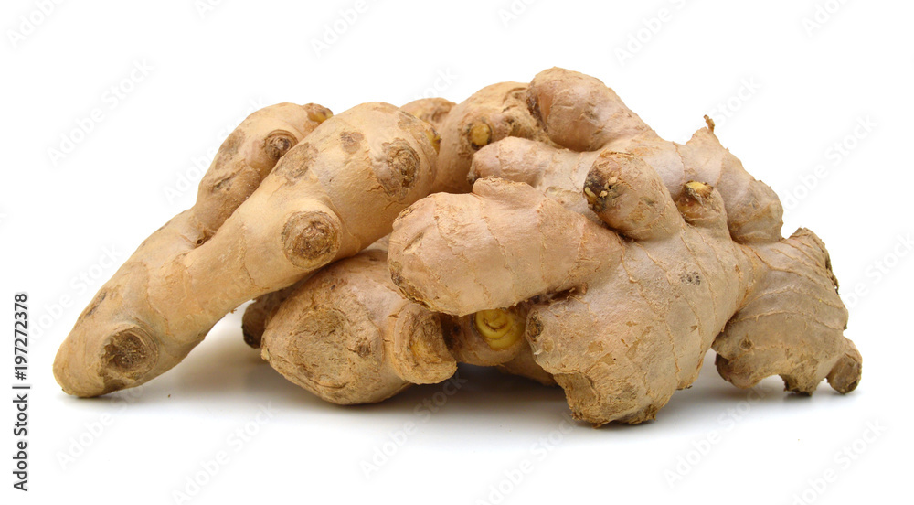 fresh ginger on a white background