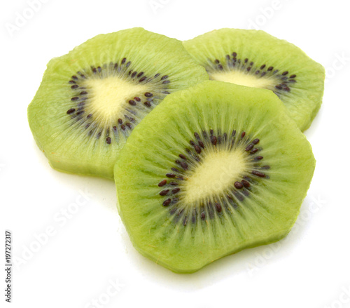 sliced ripe kiwi isolated on white