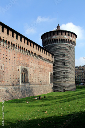 Fototapeta Naklejka Na Ścianę i Meble -  il torrione del Carmine; Milano, Castello Sforzesco