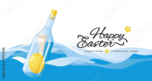Easter background message in bottle greeting card