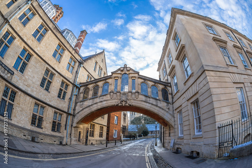 Bridge of sighs in Oxford in the morning, UK photo