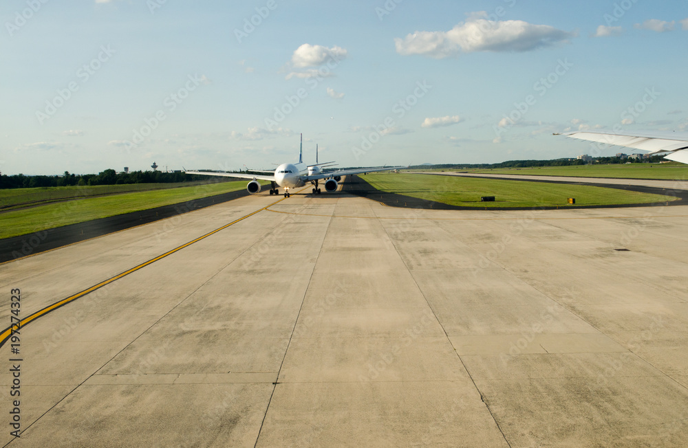 Aircraft waiting to take off Aircraft waiting to take off