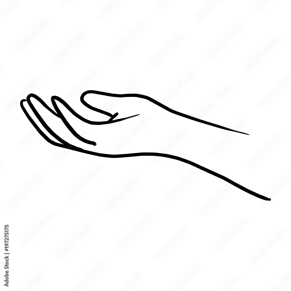 doodle hand gesture of giving vector illustration sketch hand drawn with black lines isolated on white background