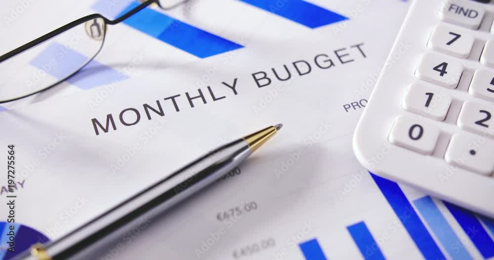 Closeup Of Ballpoint Pen And Calculator On Monthly Budget 4K Closeup Of Ballpoint Pen And Calculator On Monthly Budget 4K