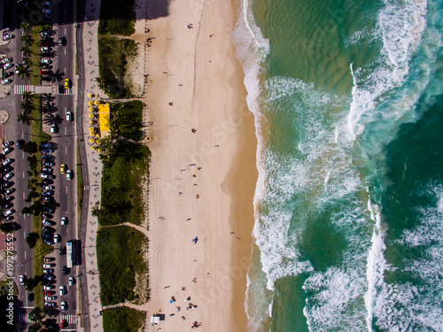 aerial view of barra da Tijuca beach on a sunny day, Taken with