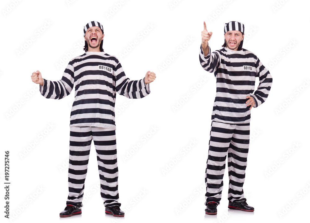 Prison inmate isolated on the white background Prison inmate isolated on the white background