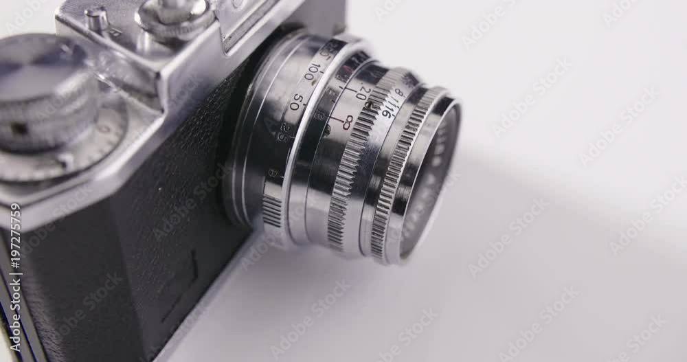 Lockdown Shot Of Old Fashioned Camera On Table Lockdown Shot Of Old Fashioned Camera On Table