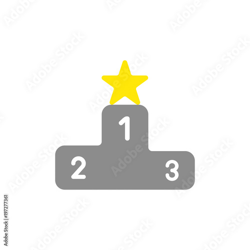 Vector icon concept of star symbol on first place of winners podium