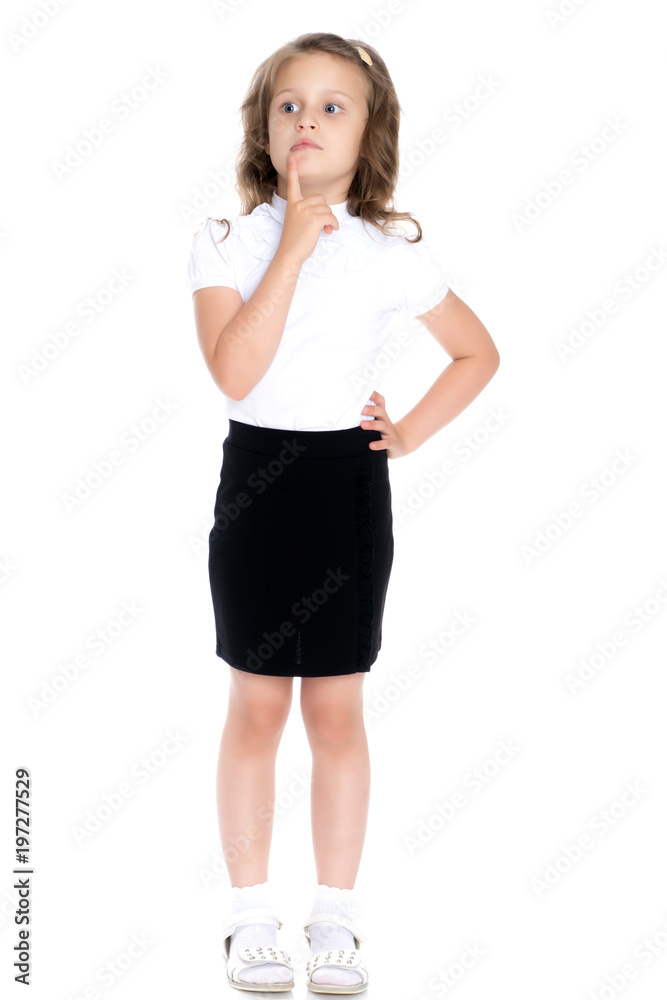 The little girl thinks. The little girl thinks.