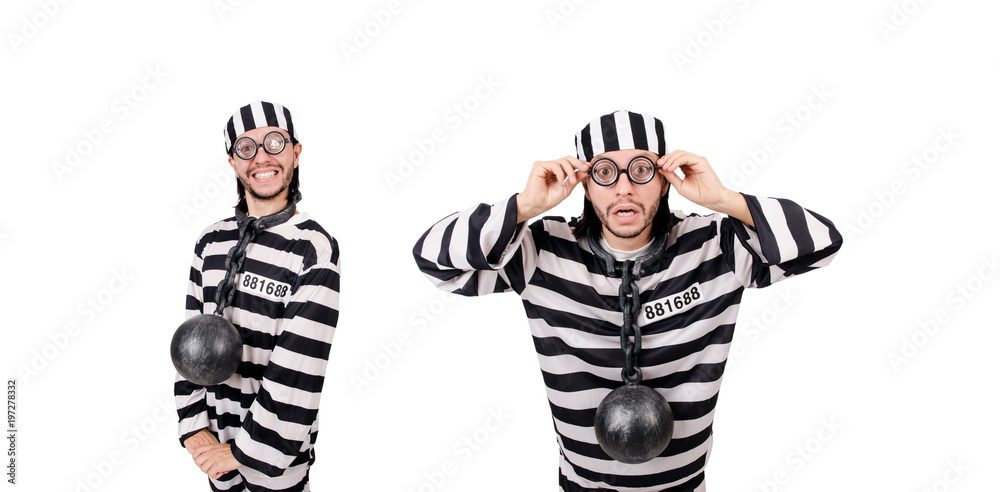 Prison inmate isolated on the white background Prison inmate isolated on the white background