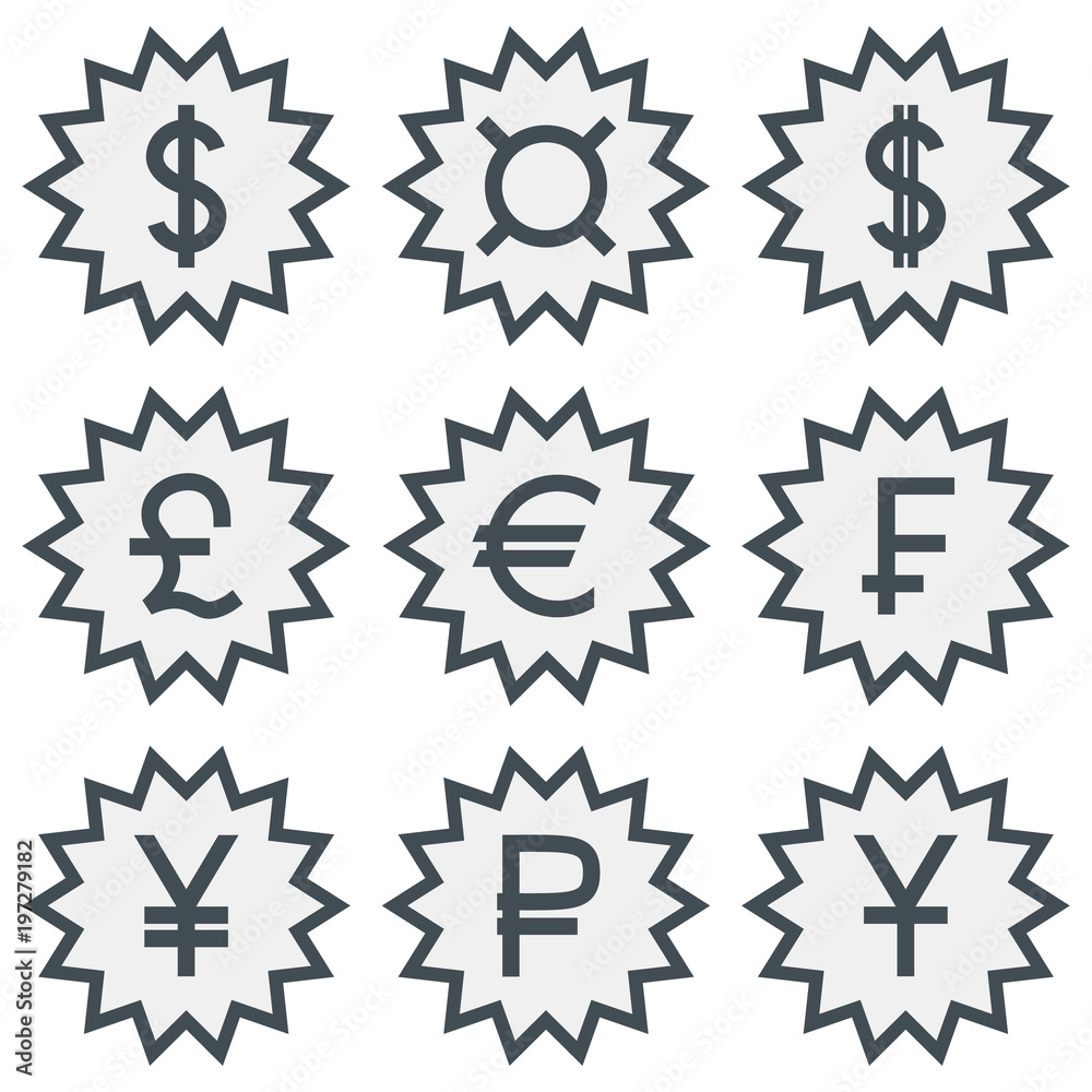 Set of icons with different currency symbols Set of icons with different currency symbols