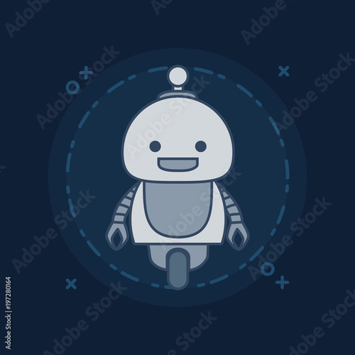 Artificial Intelligence design  with cartoon robot icon over blue background, colorful design vector illustration