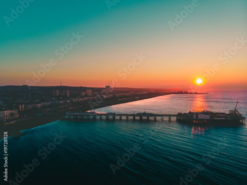 beautiful sunrise on the pier 