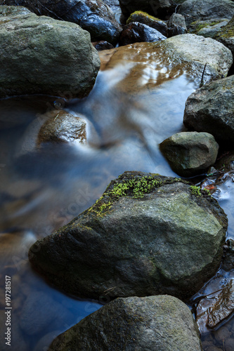 Small stream and rocks at spring forest